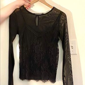 Black mesh and lace top fro Leith. Size S